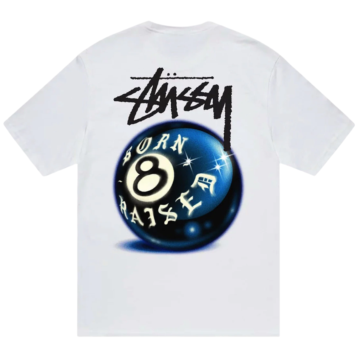 Stussy Born X Raised 8 Ball Tee White