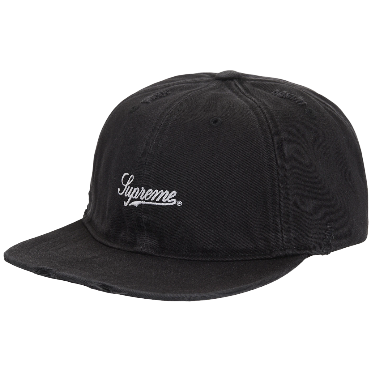 Supreme Distressed Script 6-Panel Black