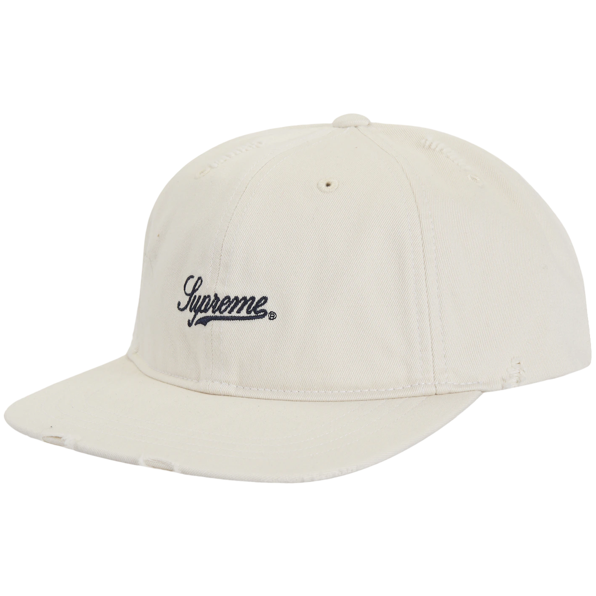 Supreme Distressed Script 6-Panel White