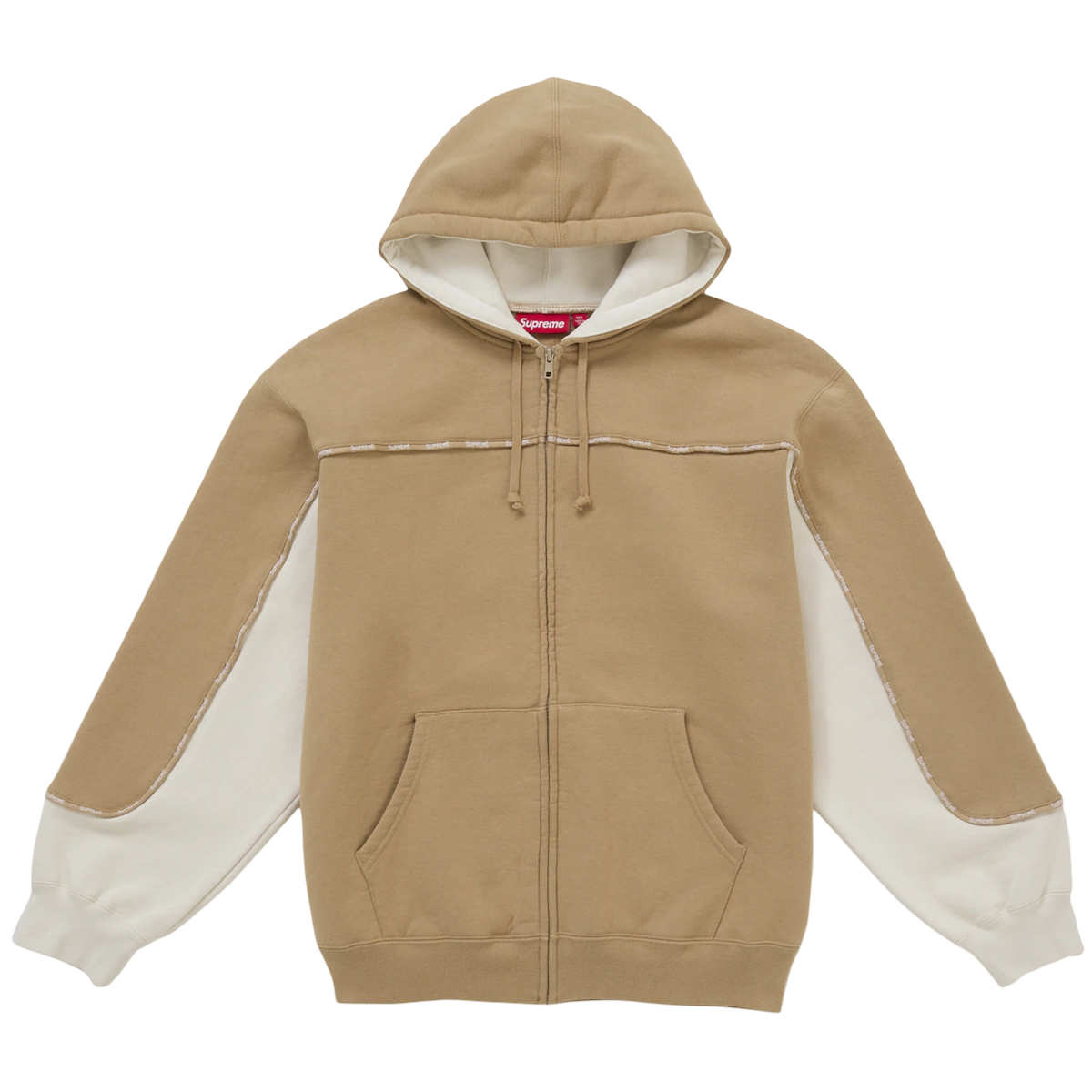 Supreme Piping Zip Up Hooded Sweatshirt Brown