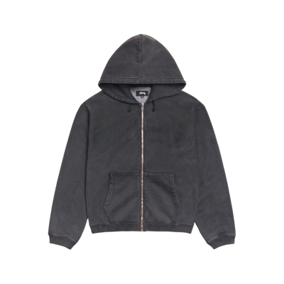 Stussy Faded Graphic Zip Hoodie Washed Black