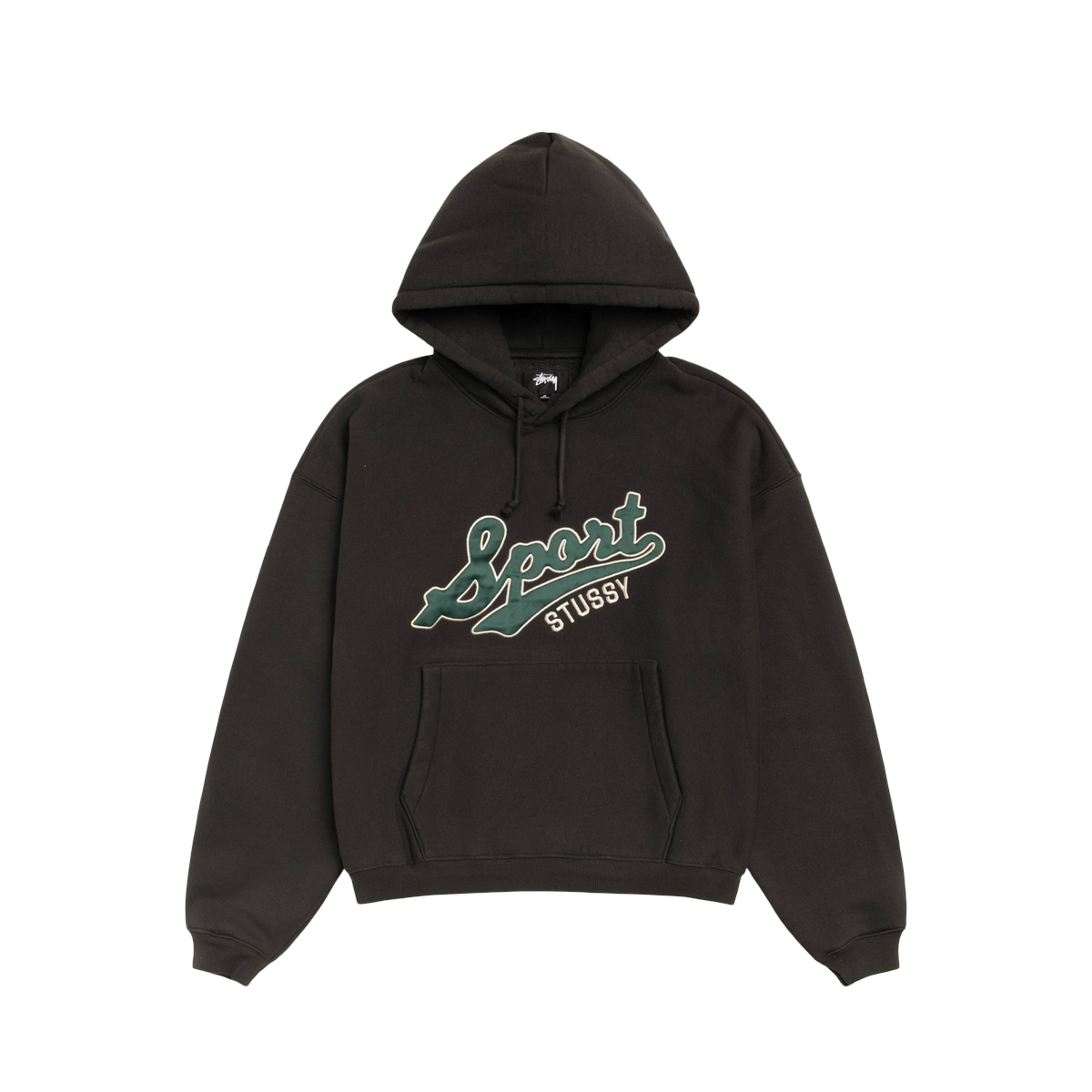Stussy Satin Patch Oversized Hoodie Washed Black