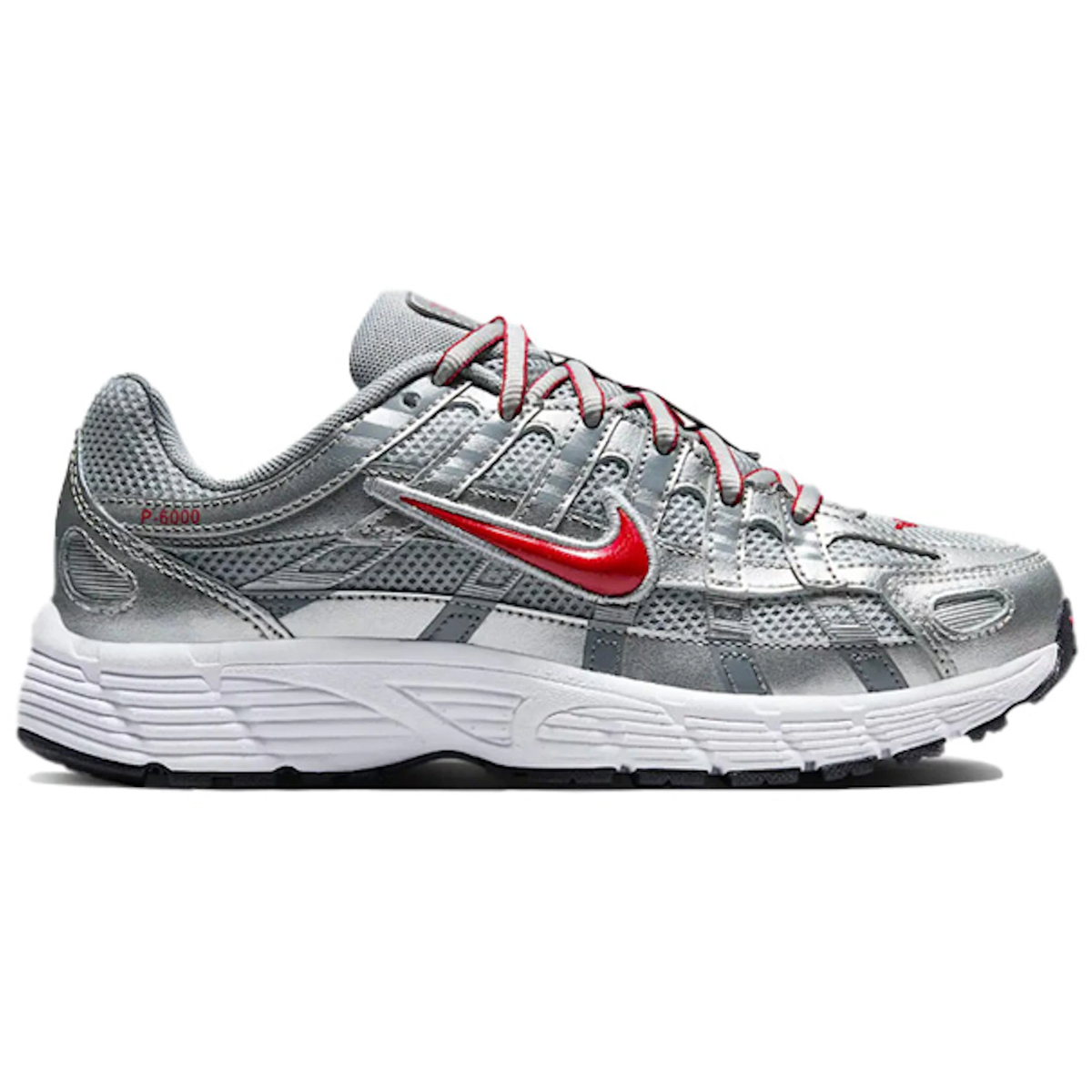 Nike P-6000 Metallic Silver Cool Red