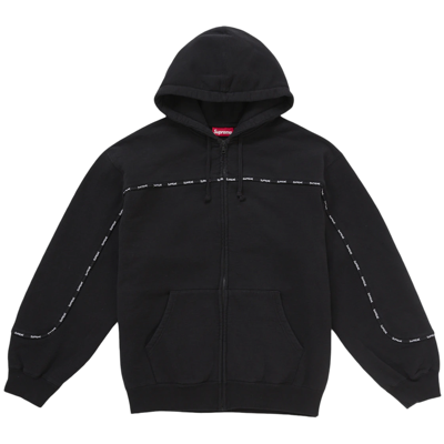 Supreme Piping Zip Up Hooded Sweatshirt Black