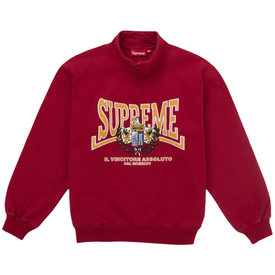 Supreme Crest Applique Half Zip Pullover Red