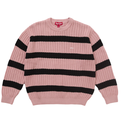 Supreme Loose Gauge Stripe Small Box Sweater Pink