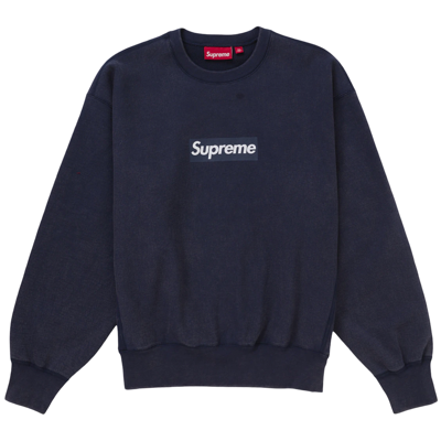 Supreme Washed Box Logo Crewneck Navy
